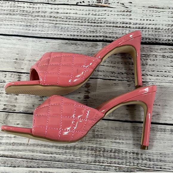 Shoe Land Heels Pumps Mules Shoes size 8.5 Quilted Pink Patent Wedding Church - Picture 9 of 16